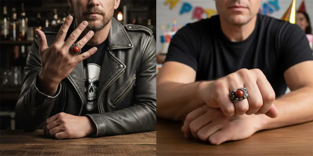 Gents Ruby Ring 925 sterling silver with red ruby gemstone