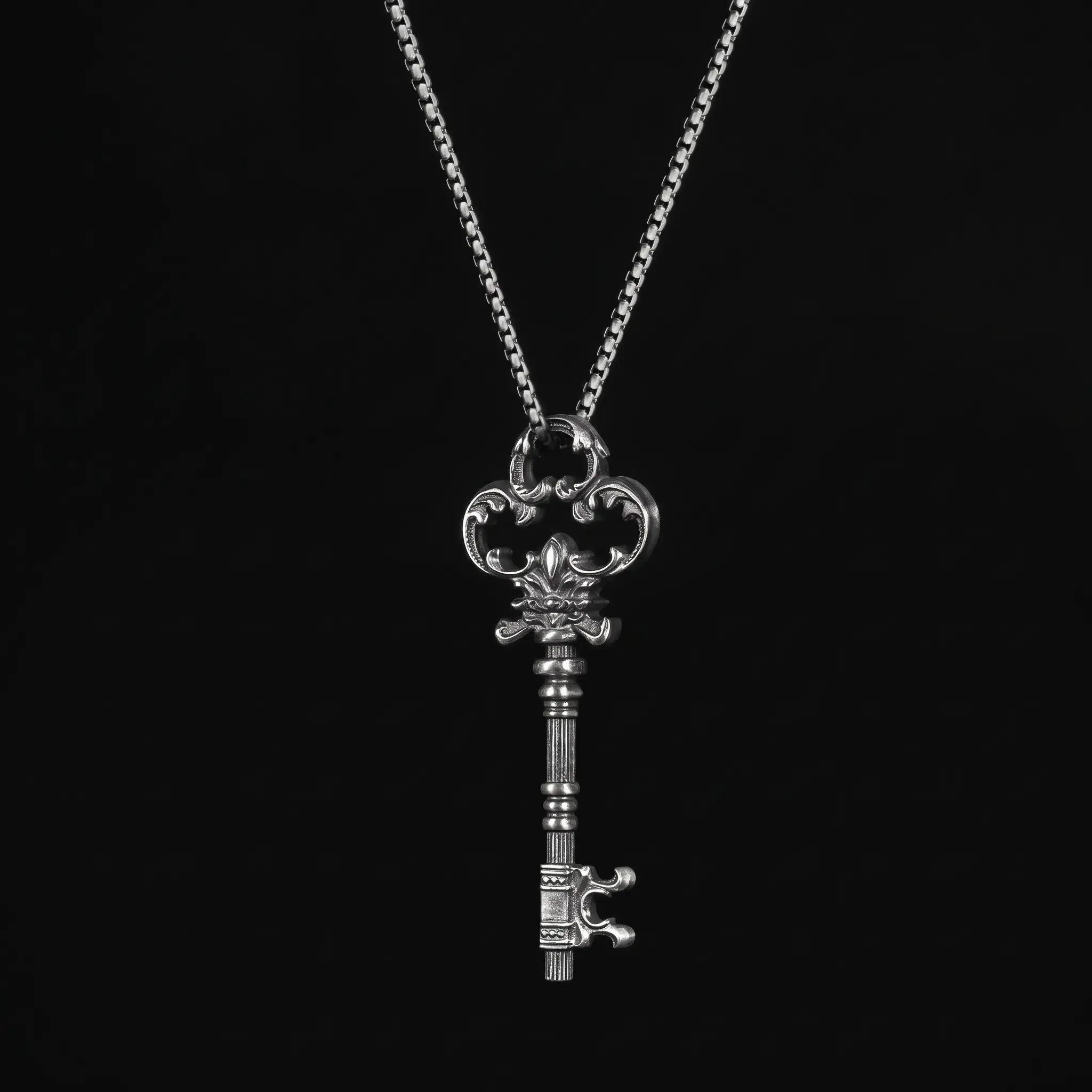 silver key necklace