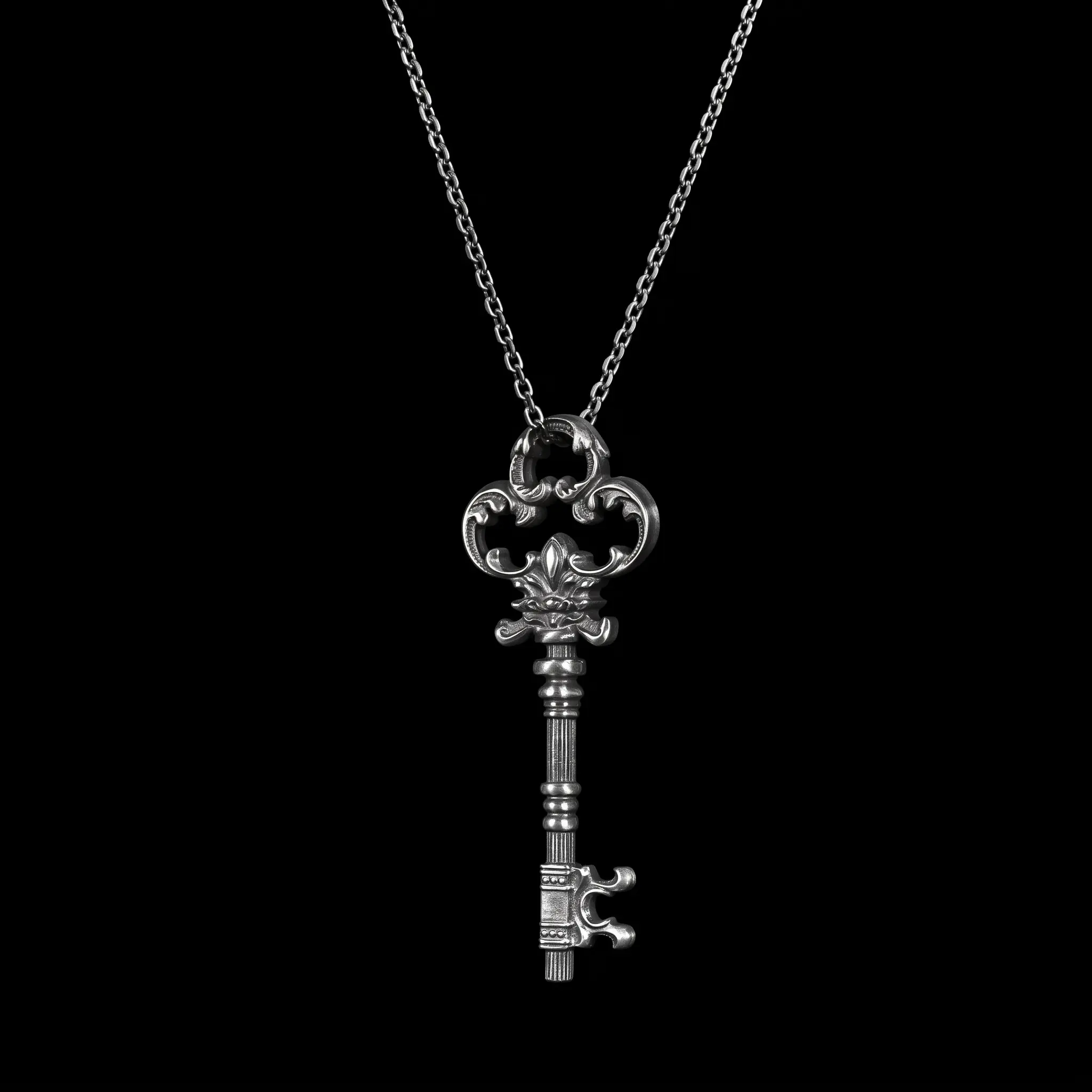 silver key necklace