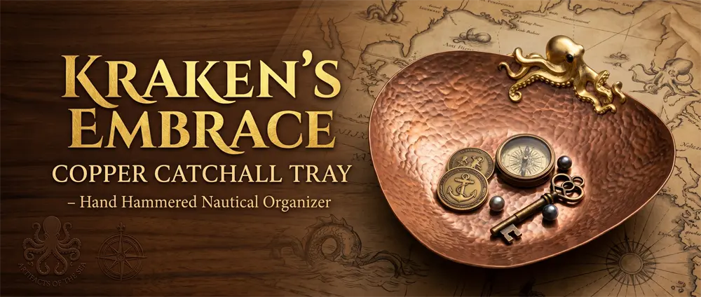 hammered copper tray Rustic nautical brass octopus jewelry dish