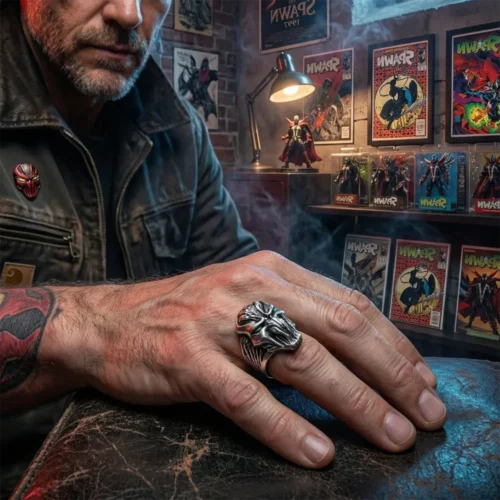 spawn ring gothic demon style statement ring for men