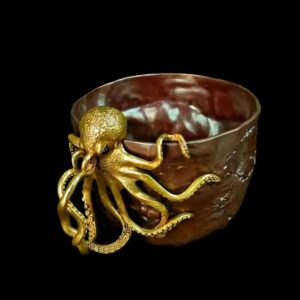 Copper Coffee Cup - 100% Red Copper Coffee Mug with Brass Octopus Handle