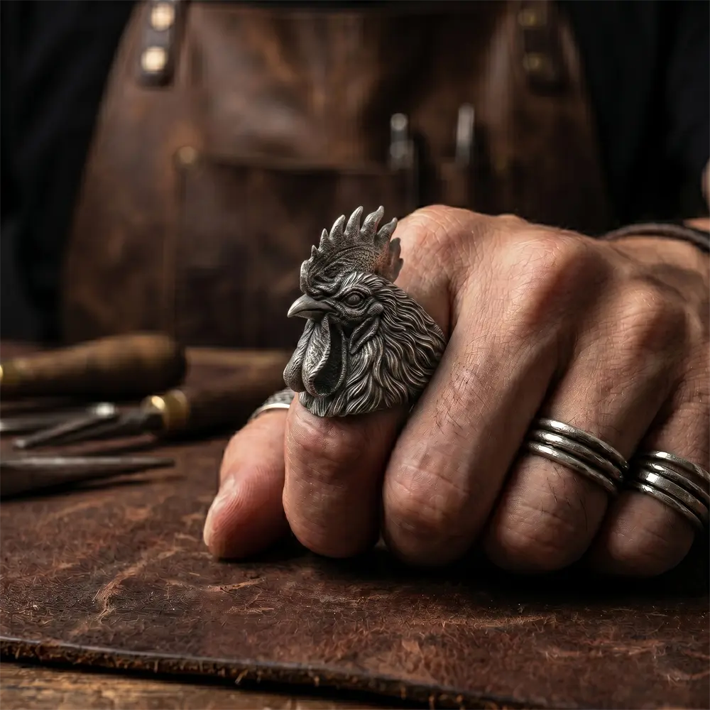 925 silver Rooster ring