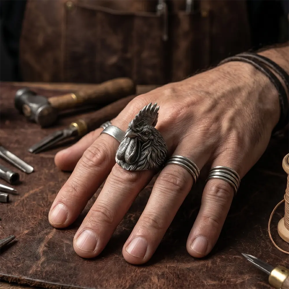 925 silver Rooster ring