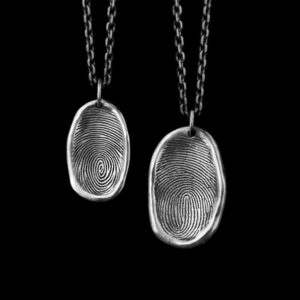 Custom fingerprint pendant necklace in silver