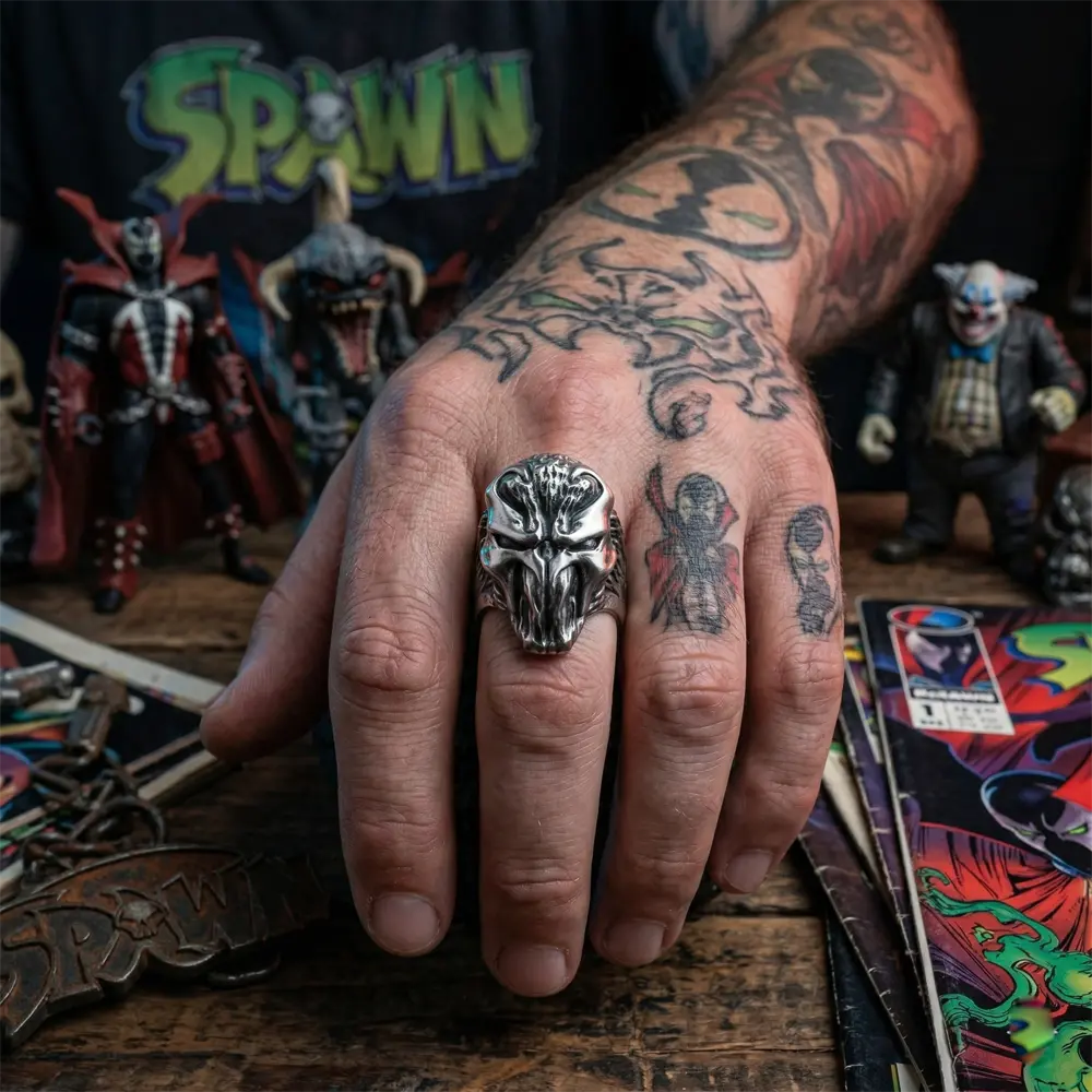 Spawn Silver Ring - 925 Silver Silver Statement Ring - Image 6