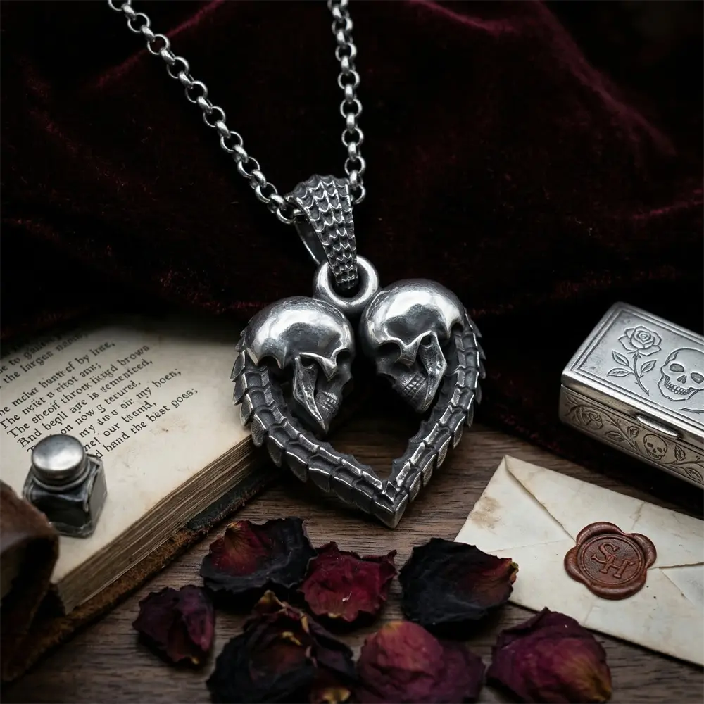 Gothic Skull Pendant for Men - 925 Silver Till Death Necklace - Image 4