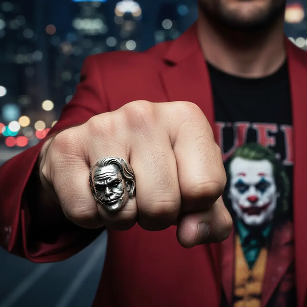 Batman Joker Ring - Dual Dark Statement Ring for Men - Image 3
