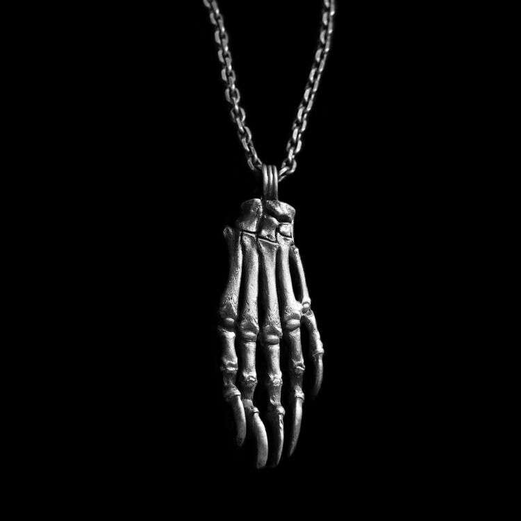 Bones Hand Skull – 925 Silver Pendant Necklace for Men - MENSSKULL 925 silver jewelry