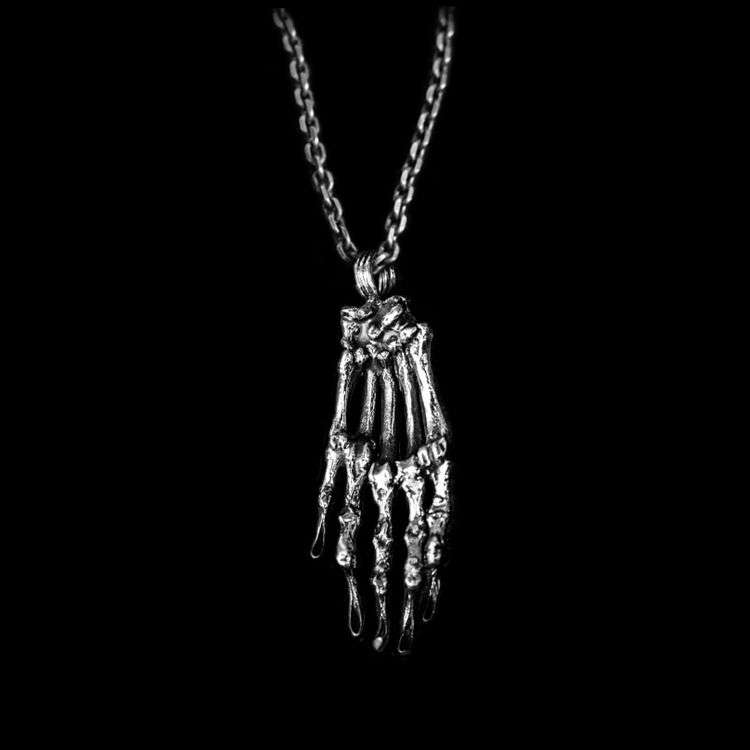 Bones Hand Skull - 925 Silver Pendant Necklace for Men - Image 2