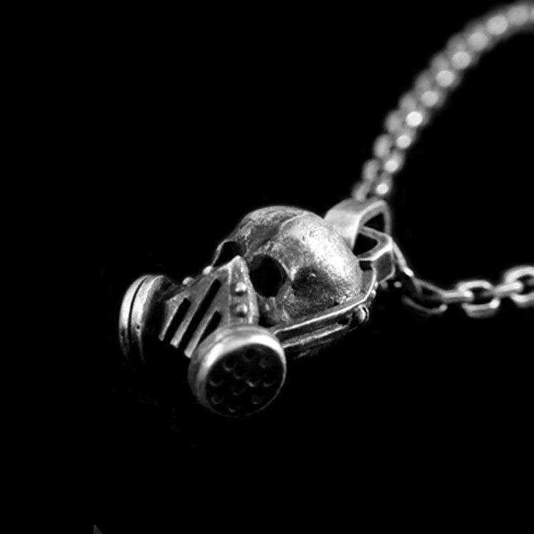 Skull Antigas Mask - 925 Silver Pendant Necklace for Men - Image 2