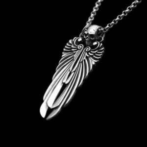 Skull Wing Pendant - 925 Silver Pendant Necklace for Men