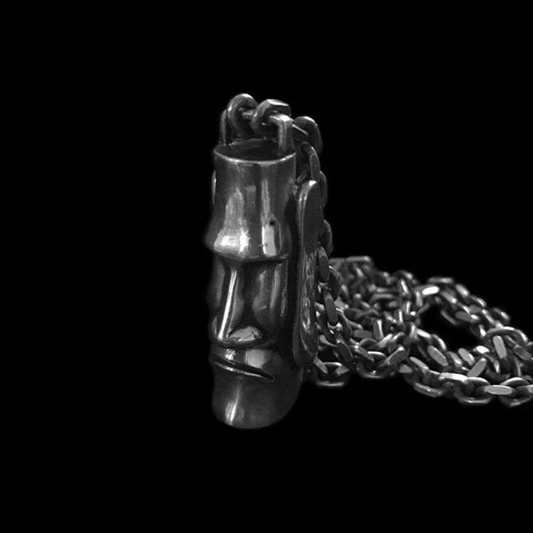 Moai Patron Saint Rye Totem - 925 Silver Pendant Necklace for Men - Image 2