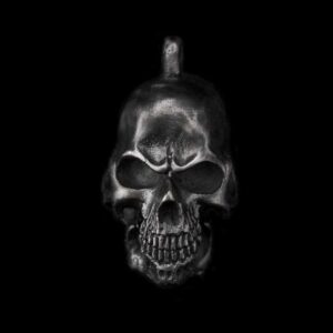 Flaming rider skull 925 silver biker pendant