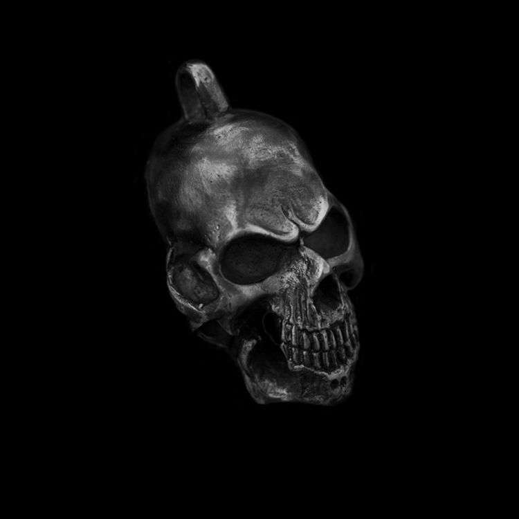 Flaming Rider Skull Pendant - 925 Silver Pendant Necklace for Men - Image 2