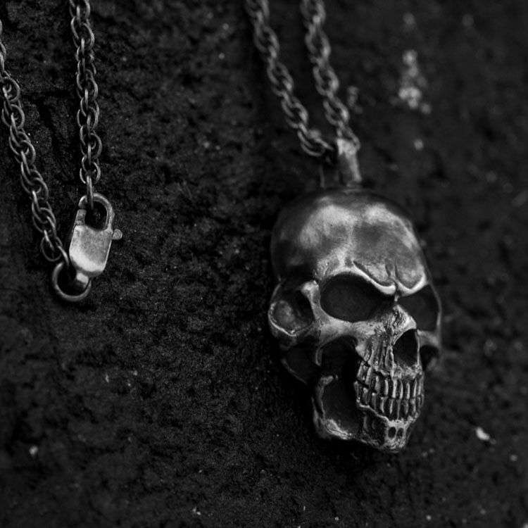 Flaming Rider Skull Pendant - 925 Silver Pendant Necklace for Men - Image 4