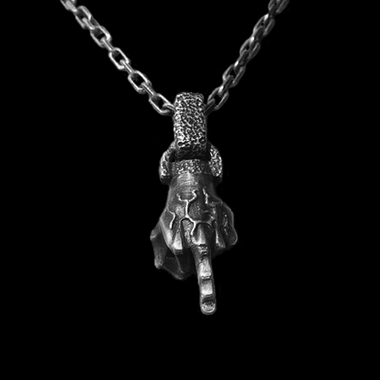 Middle Finger Pendant – 925 Silver Pendant Necklace for Men - MENSSKULL 925 silver jewelry