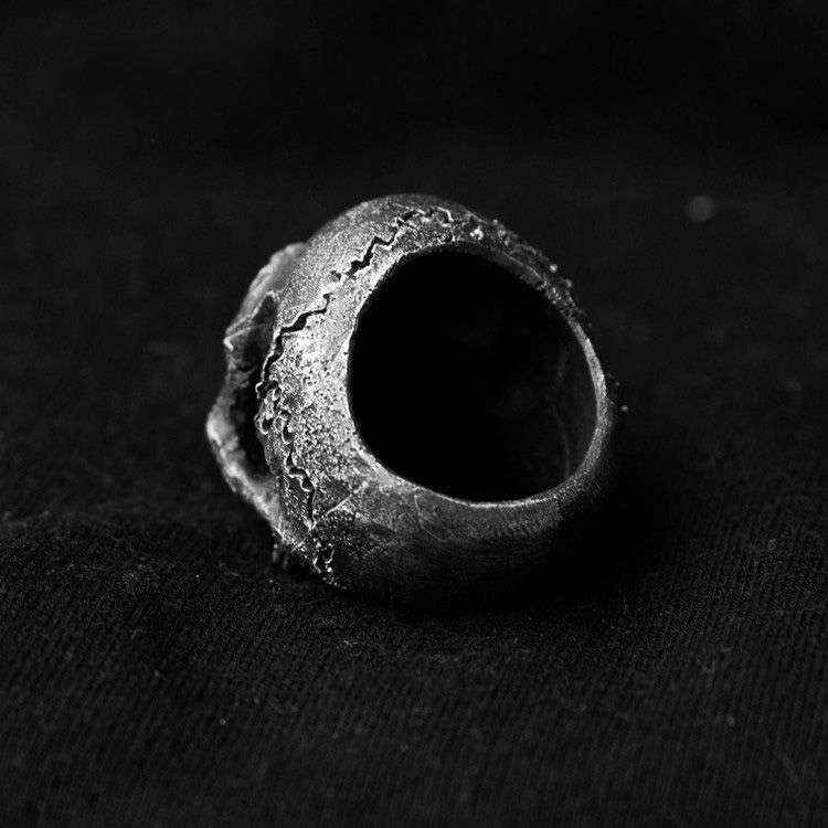 Rugged Skull Ring - 925 Silver Crackle Skull Ring - Image 6