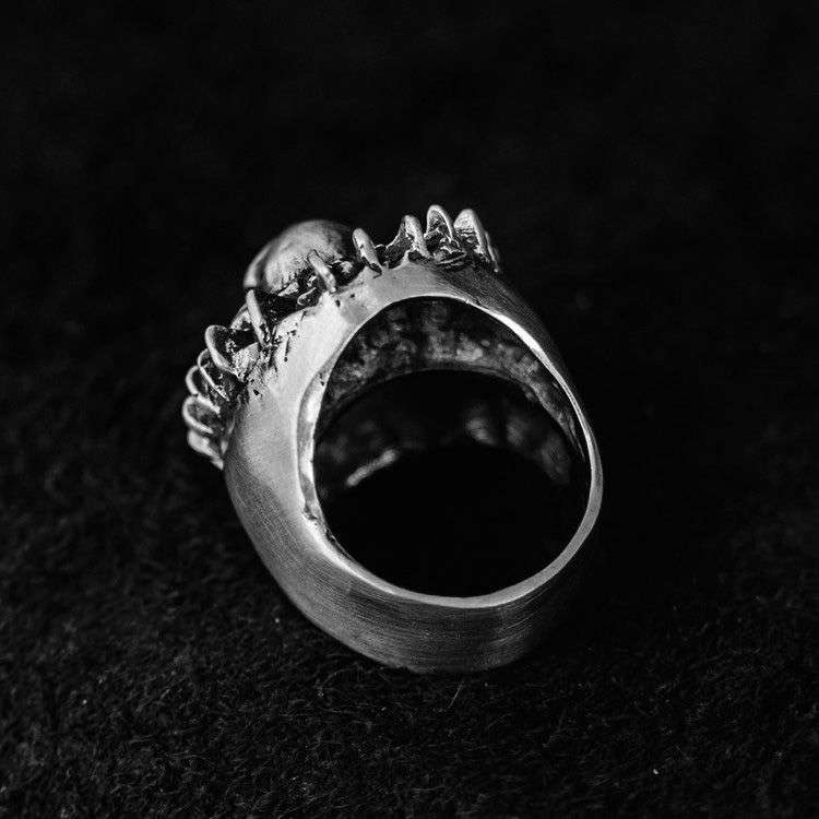 Sunflower Skull Ring - 925 Silver Floral Skull Ring - product gallery image 3