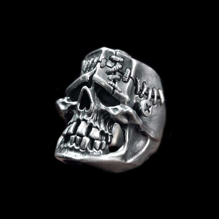 Frankenstein Skull Ring - 925 Sterling Silver Horror Ring - Image 2