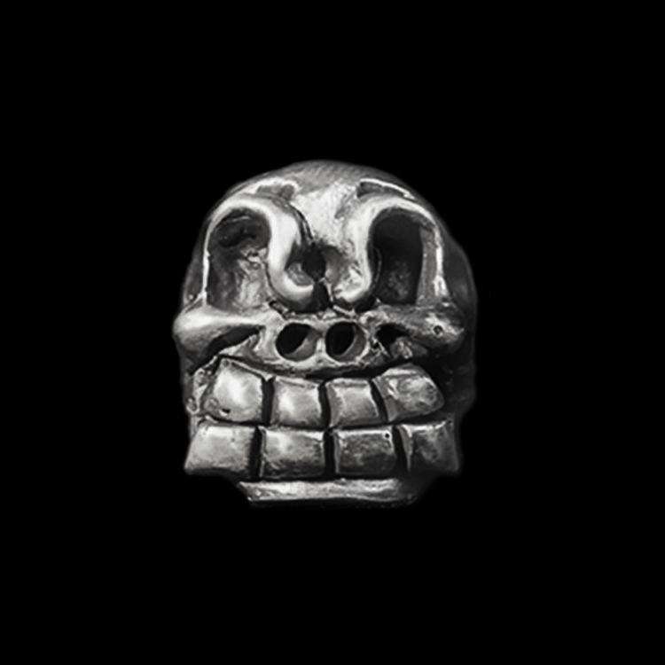 Large tooth skull ring 925 silver grin skull ring for men
