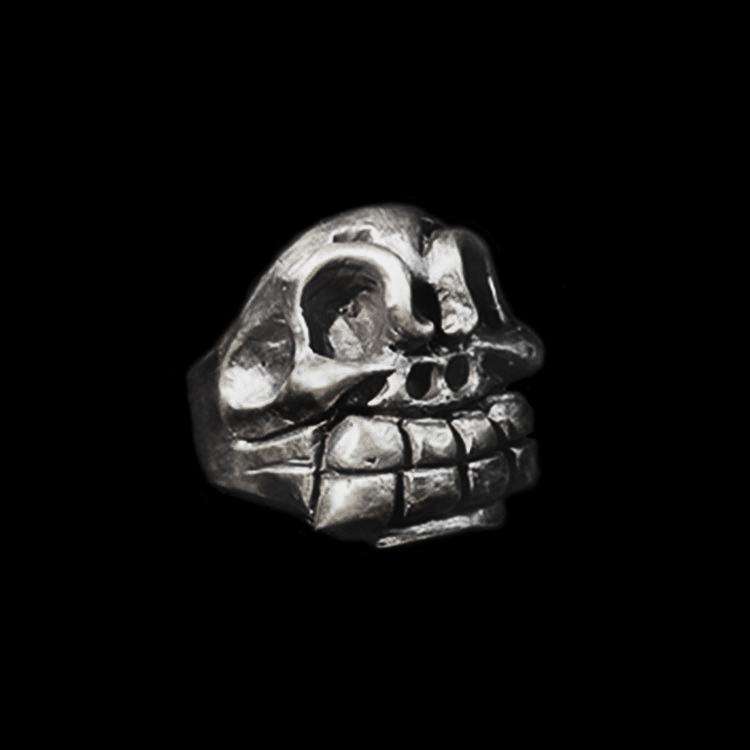 Large Tooth Skull Ring - 925 Silver Grin Skull Ring - Image 2