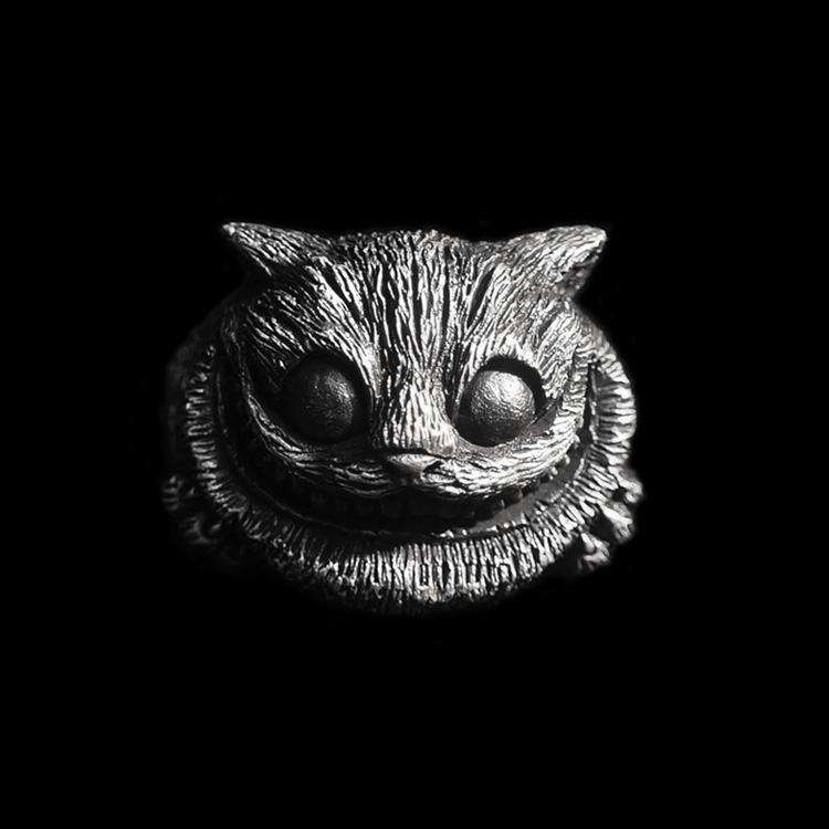 Cheshire cat ring Alice in Wonderland cheshire cat - MENSSKULL 925 silver jewelry