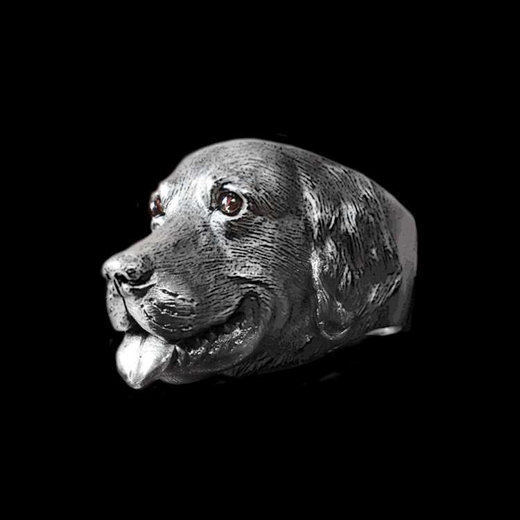 Golden Retriever Ring – 925 Silver Ring for Men - MENSSKULL 925 silver jewelry