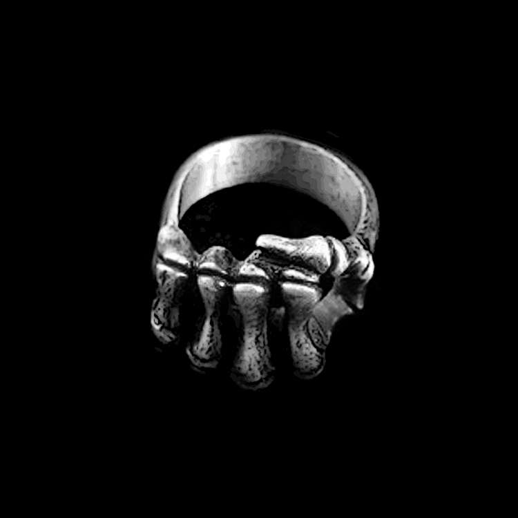 Skull hand ring 925 Sterling Silver mens pinky rings - Image 3