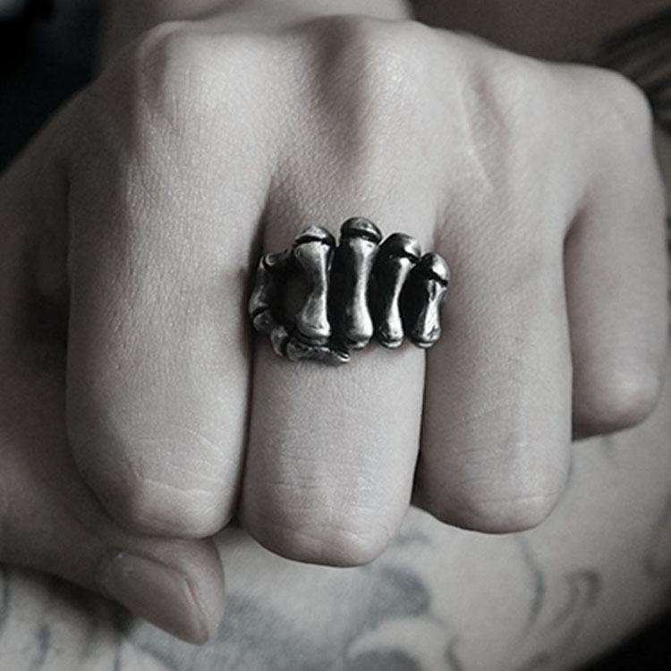 Skull hand ring 925 Sterling Silver mens pinky rings - Image 4