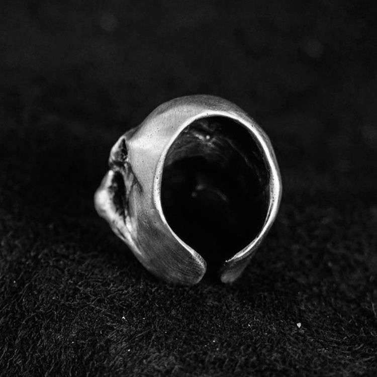 No Jaw Skull Ring - 925 Silver Gothic Skull Ring - Image 3