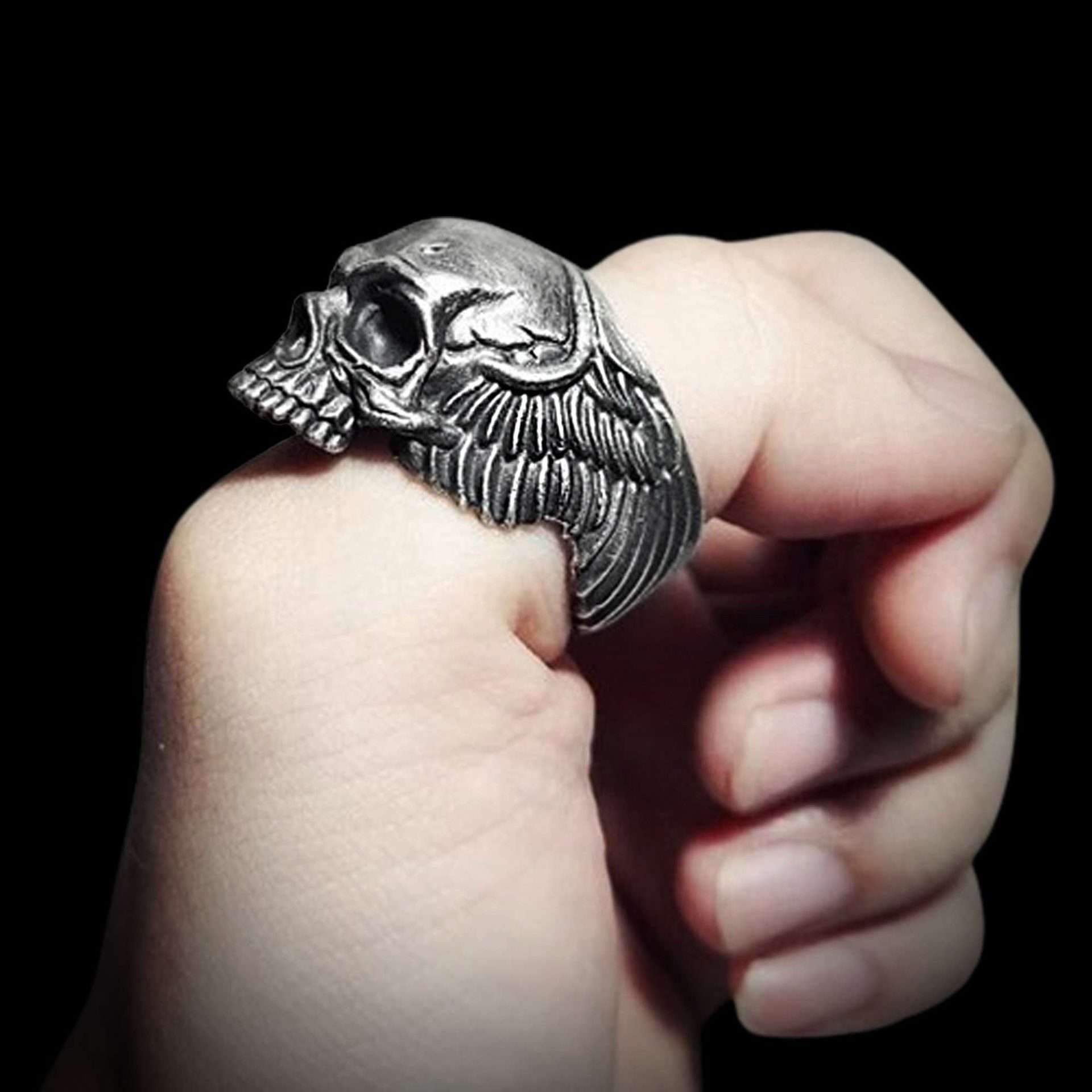Male Skull Ring - Handmade 925 Sterling Silver Ring - Image 5