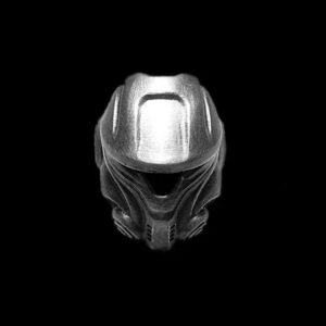 Interstellar Helmet Biochemical Helmet Mask Skull - 925 Silver Ring for Men