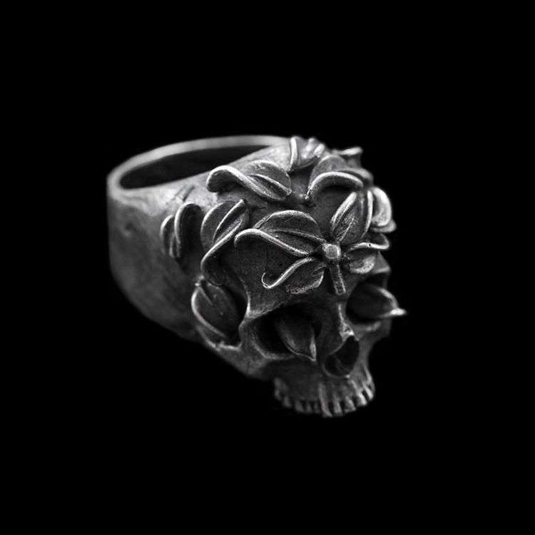 Equinox Flower Skull Ring - 925 Silver Skull Ring - Image 3