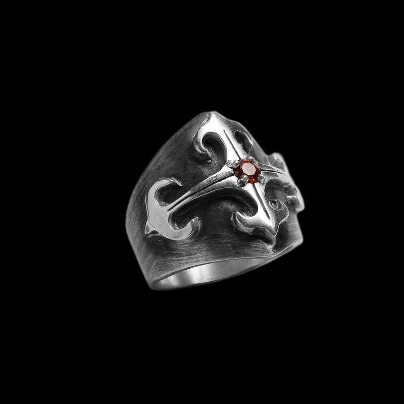Gothic Chrome hearts rings 925 Sterling silver mens pinky rings - Image 2