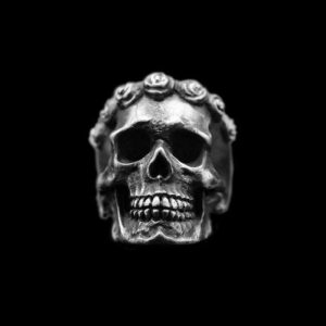 Rose Skull Ring - 925 Silver Garland Skull Ring