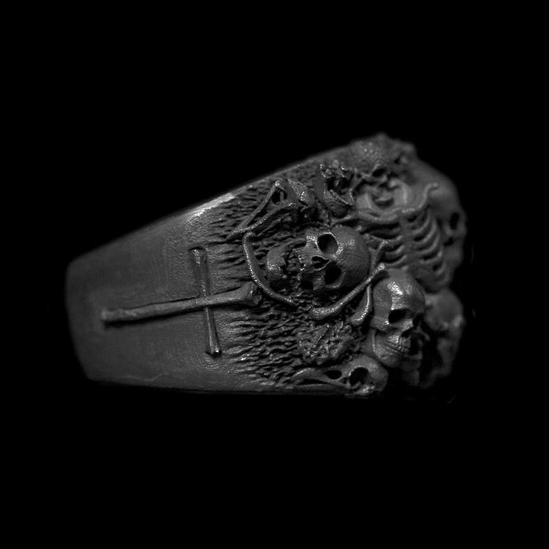 Cross Skull Ring - 925 Silver Skeleton Ring - Image 2