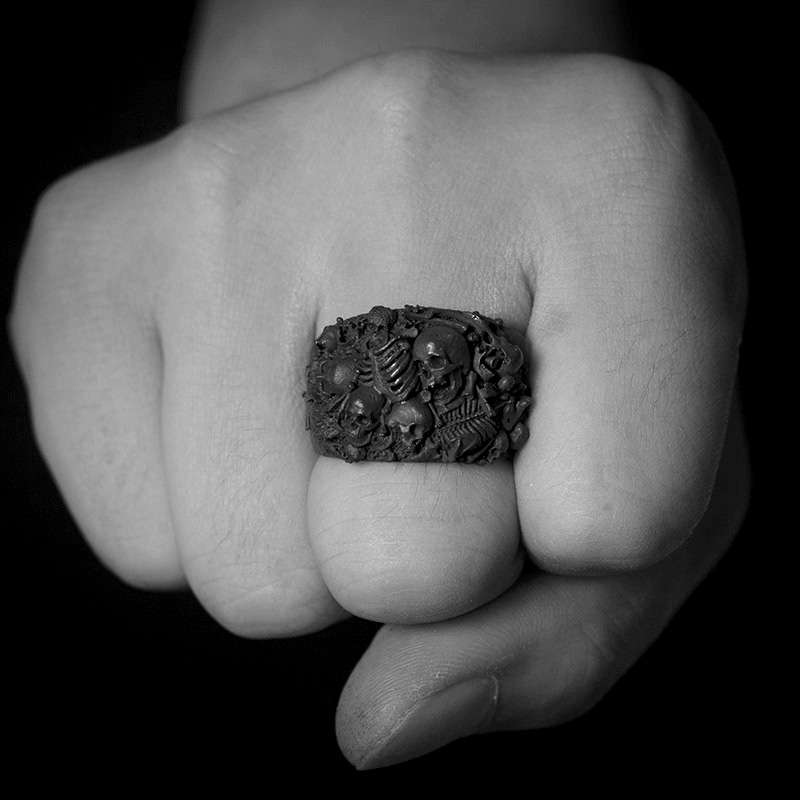 Cross Skull Ring - 925 Silver Skeleton Ring - Image 4