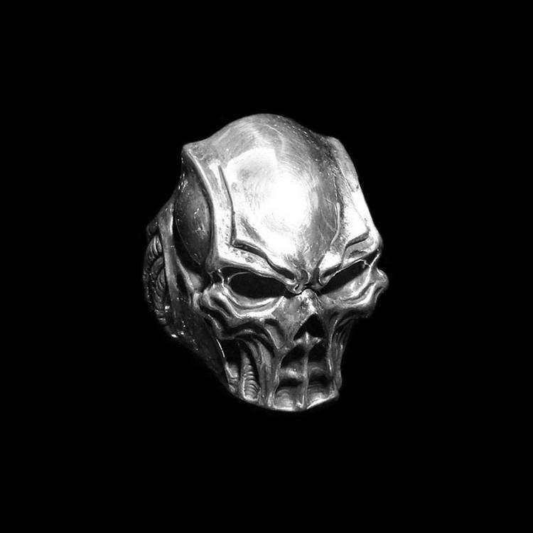 Skull Mask Ring - 925 Silver Gothic Mask Ring for men