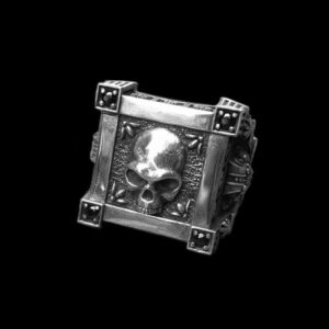 Gothic Seal Skull Ring - 925 Silver Signet Ring