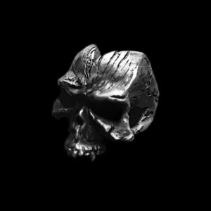 Bark Texture Skull Ring - Handmade 925 Silver Skull Ring