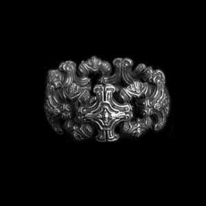 cross rings| Cross flower ring 925 Silver mens rings