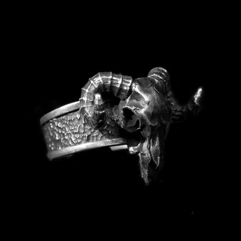 Satan Skull Ring - 925 Silver Silver Skull Ring - Image 2