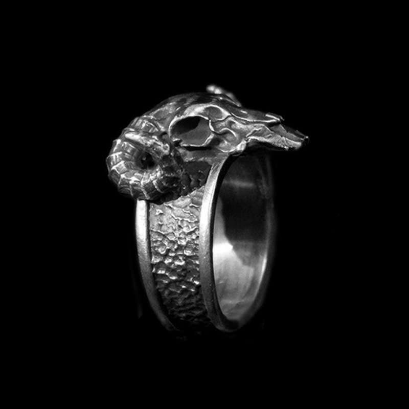 Satan Skull Ring - 925 Silver Silver Skull Ring - Image 3