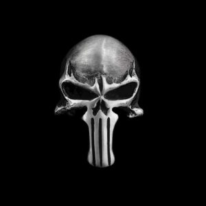 Handmade 925 Sterling Silver Punisher Ring for Men - Heavy Biker Skull Ring