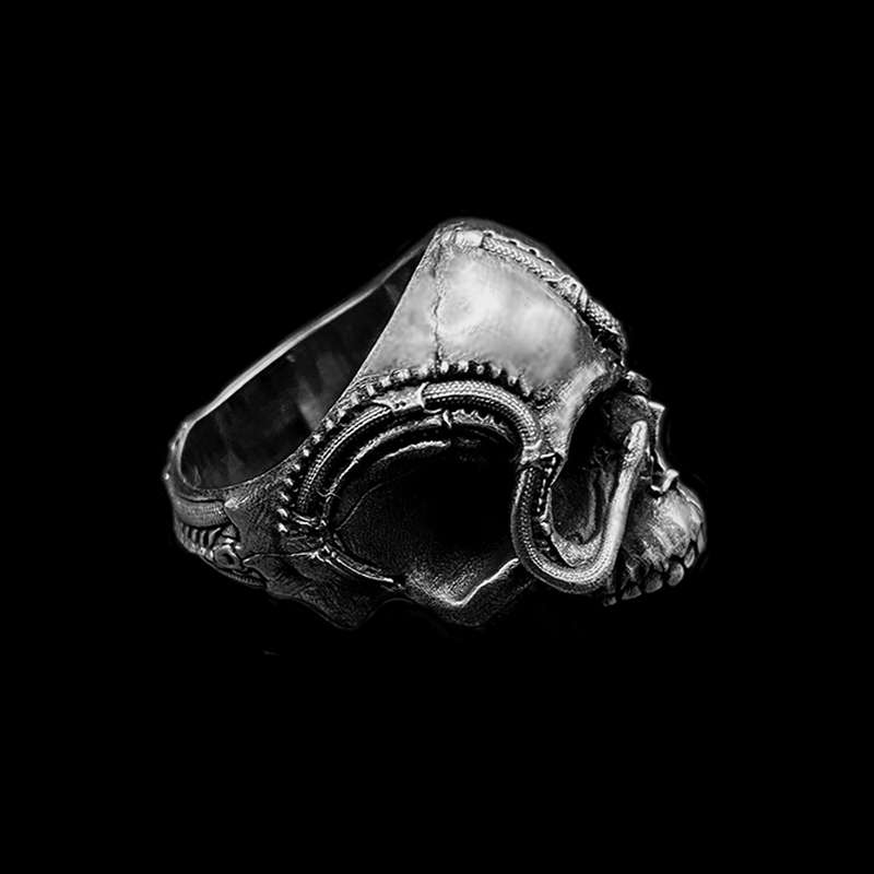 Rattlesnake skull rings 925 Snake Plate Skull rings for men