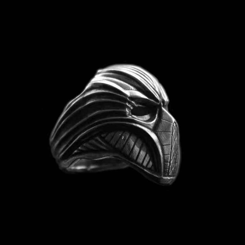 Ninja Mask Ring - 925 Silver Skull Mask Ring - Image 2