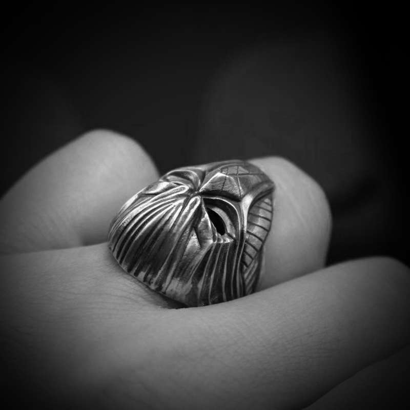 Ninja Mask Ring - 925 Silver Skull Mask Ring - Image 5