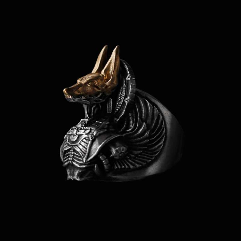 Anubis Ring – 925 Sterling Silver Egyptian God Ring for Men - MENSSKULL 925 silver jewelry