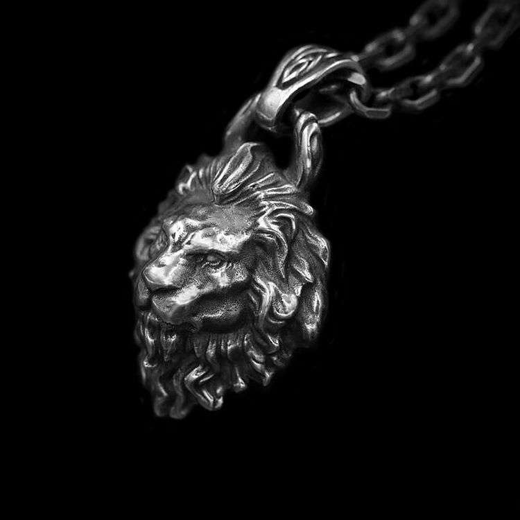 Lion Pendant - 925 Sterling Silver Men's Animal Pendant - Image 3
